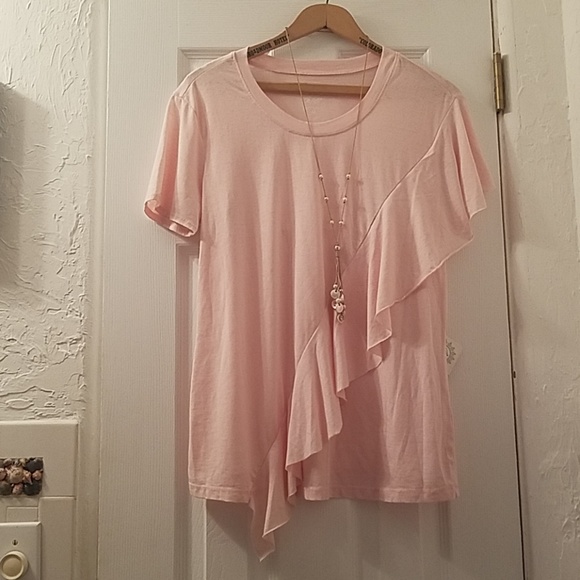 BRISAS  Ruffle Front Butter Soft Pink Top Size XL NEW - Picture 3 of 9